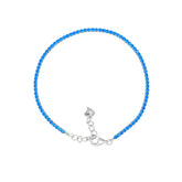 Asfour Crystal Tennis Bracelet With Turquoise Pear & Emerald Zircon In 925 Sterling Silver